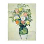 Pink Fleurs dans un Vase Vert, Paul Cezanne flower Postcard