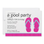 Pink Flip Flops Pool Party Invitation
