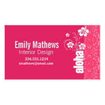 Pink Floral; Aloha Business Card Templates