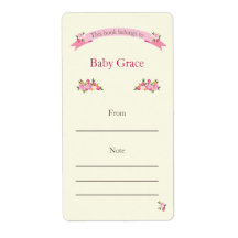 Pink Floral Bookplate Personalised Shipping Label