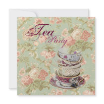 Pink Floral Bridal Shower Tea Party Invitation