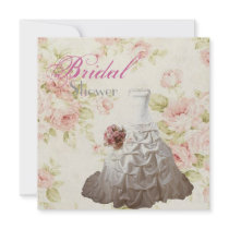 Pink Floral Bridal Shower Tea Party Invitation