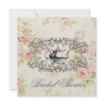 Pink Floral Bridal Shower Tea Party Invitation