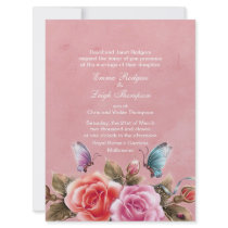 Pink Floral Burst Wedding Invitation