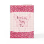 Pink floral butterfly birthday party invitation card