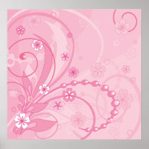 pink floral composition posters
