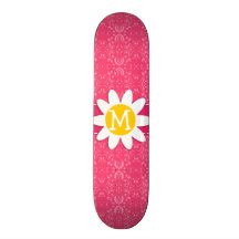 Pink Floral; Daisy Custom Skate Board