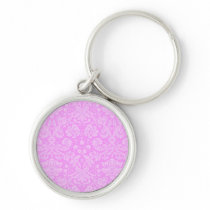 Pink Floral Damask Keychain