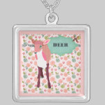 Pink Floral Deer Necklace necklaces