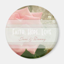 Pink Floral Faith, Hope, Love Magnet