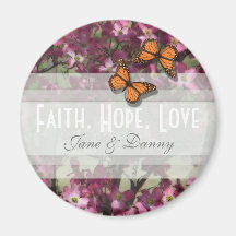 Pink Floral Faith, Hope, Love Magnet