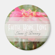Pink Floral Faith, Hope, Love Magnet