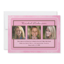 Pink Floral Graduation Party Invitation