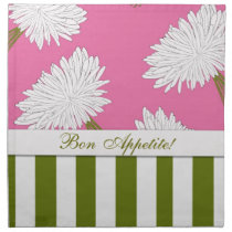 Pink Floral Green Stripes Bon Appetite Napkins napkins