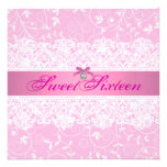 Pink Floral Lace Sweet Sixteen Birthday Invite invitations