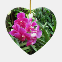 Pink floral on rich greenery christmas ornaments