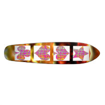 Pink Floral Poker Signs - Diamond,Spade,Heart,Club Skate Deck