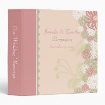 Pink floral shabby chic wedding memories binder