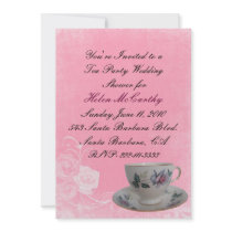 Pink Floral Tea Party Bridal Shower Invitation
