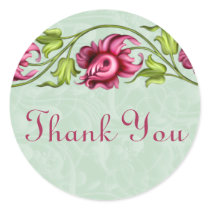 Pink Floral Thank You Stickers