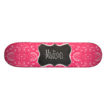 Pink Floral; Vintage Chalkboard Custom Skateboard
