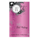 Pink Floral Wedding Elegant Business Card Monogram