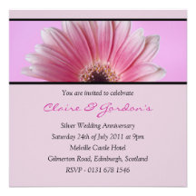 Pink Flower Anniversary Party Invitation