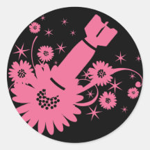 Pink Flower Bomb Round Stickers