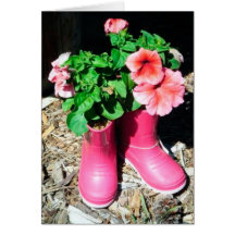Pink Flower Boot Card