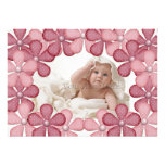 Pink Flower Border Photo Card Custom Invitations
