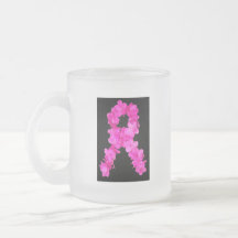 Pink Flower Breast Cancer Awareness Ribbon Mug