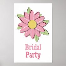 Pink Flower Bridal Party Posters