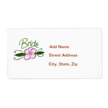 Pink Flower Bride Shipping Label