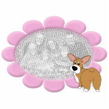 Pink Flower Corgi Photo Frame Photo Sculpture