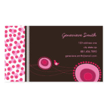 Pink Flower Dots and Happy Bird Fun Profile Card / Business Card Template