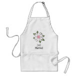 Pink Flower Groom Just Married aprons