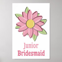 Pink Flower Junior Bridesmaid Poster