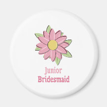 Pink Flower Junior Bridesmaid Refrigerator Magnet