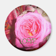 pink flower, LOVE Magnets