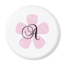 Pink Flower Monogram A Refrigerator Magnets