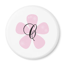 Pink Flower Monogram C Refrigerator Magnets