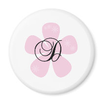 Pink Flower Monogram D Fridge Magnet