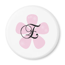 Pink Flower Monogram E Refrigerator Magnet