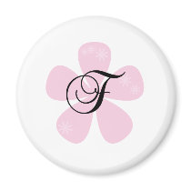 Pink Flower Monogram F Refrigerator Magnets
