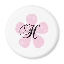 Pink Flower Monogram H Refrigerator Magnet