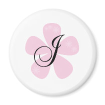 Pink Flower Monogram J Fridge Magnets