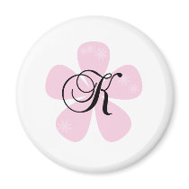 Pink Flower Monogram K Fridge Magnets