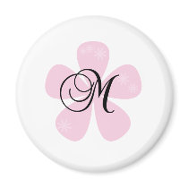Pink Flower Monogram M Fridge Magnet