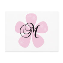 Pink Flower Monogram M Postcard