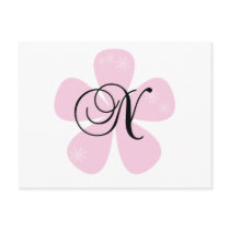 Pink Flower Monogram N Post Card